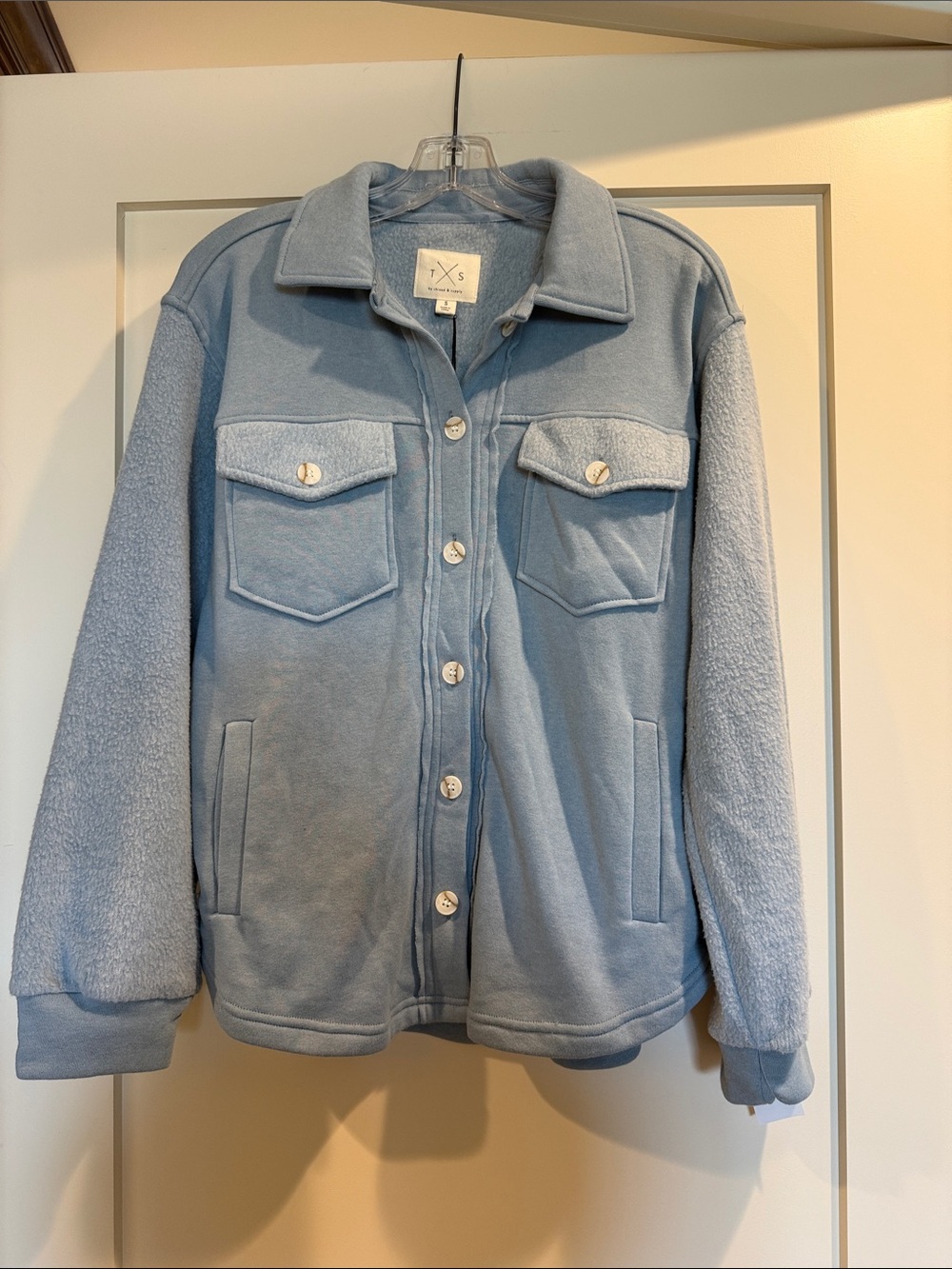 New with tags. Thread & Supply blue fleece top or "shacket"